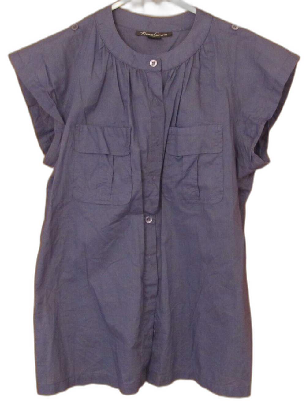Kenneth Cole New York Dark Blue Button Up Blouse Size 4